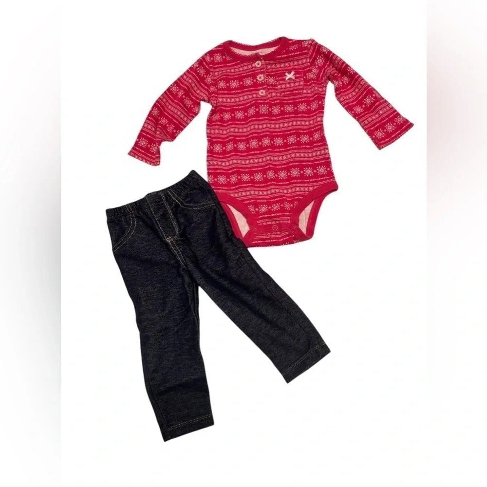 Carters size 9 month snowflake outfit